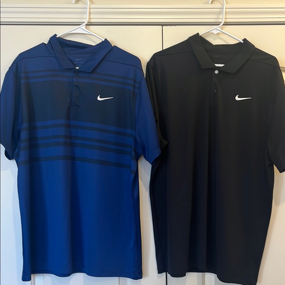 Nike Men's Blue and Black Polo Golf Shirts Bundle